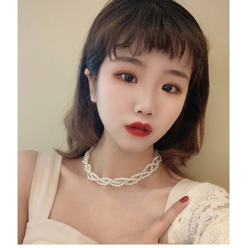 Vintage Layered Pearl Choker Necklace Double Strand Pearl Necklace