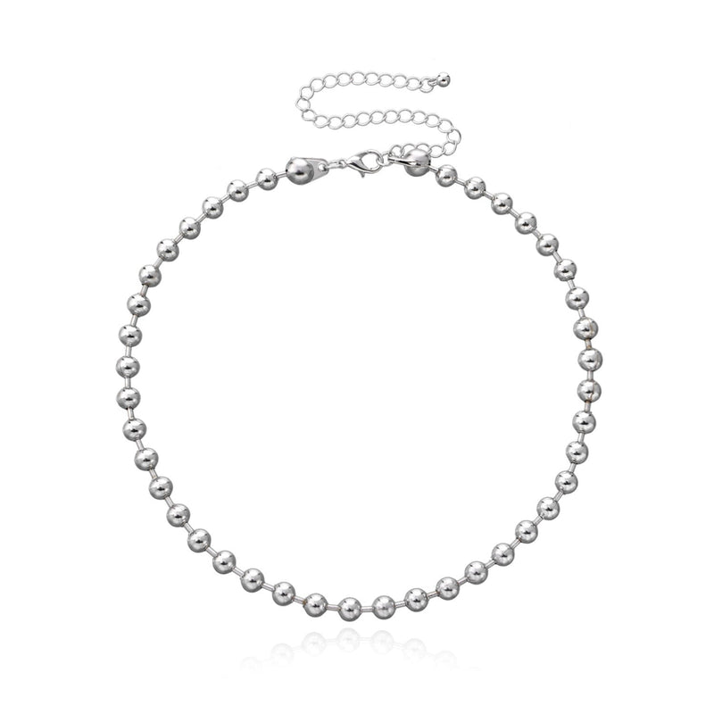 Punk Chunky Beaded Chain Handmade Choker Plain Ball Necklace
