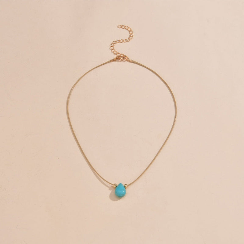 Natural Stone Turquoise Pendant Necklace