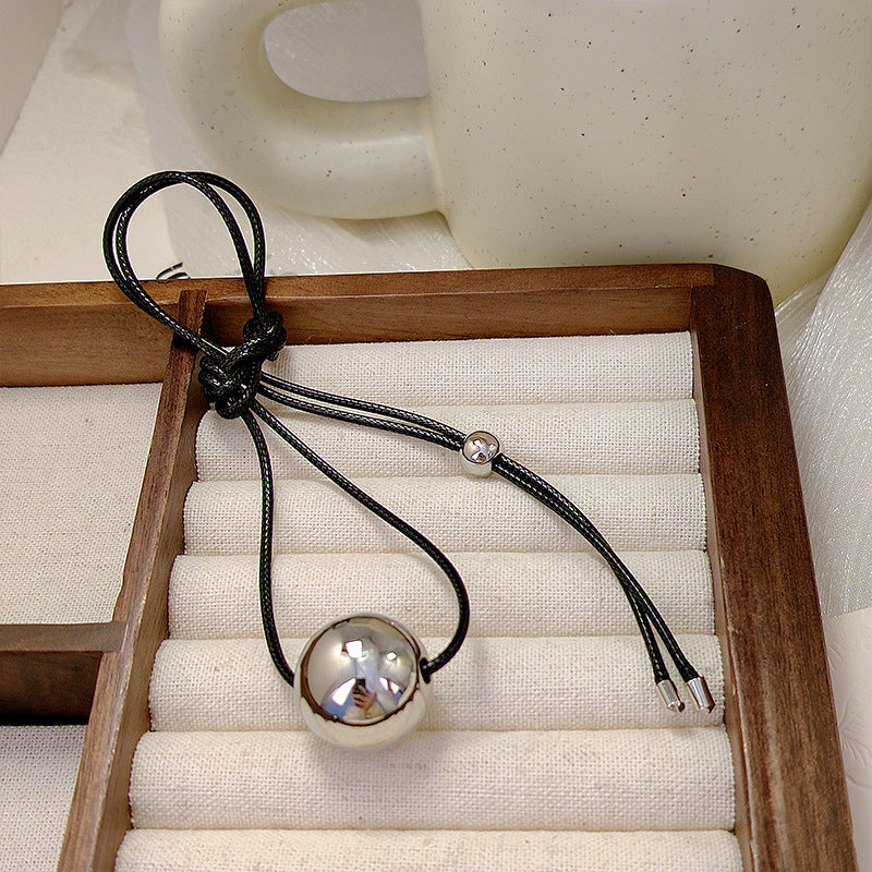 Black Cord Jewelry Ball Pendant Necklace