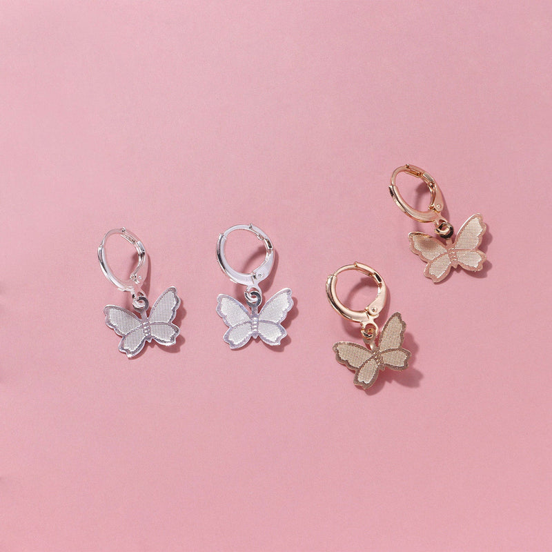butterfly Drop Dangle Pendant Huggie Earings