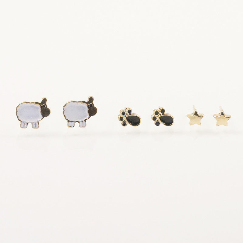 Sheep foot stud earrings set