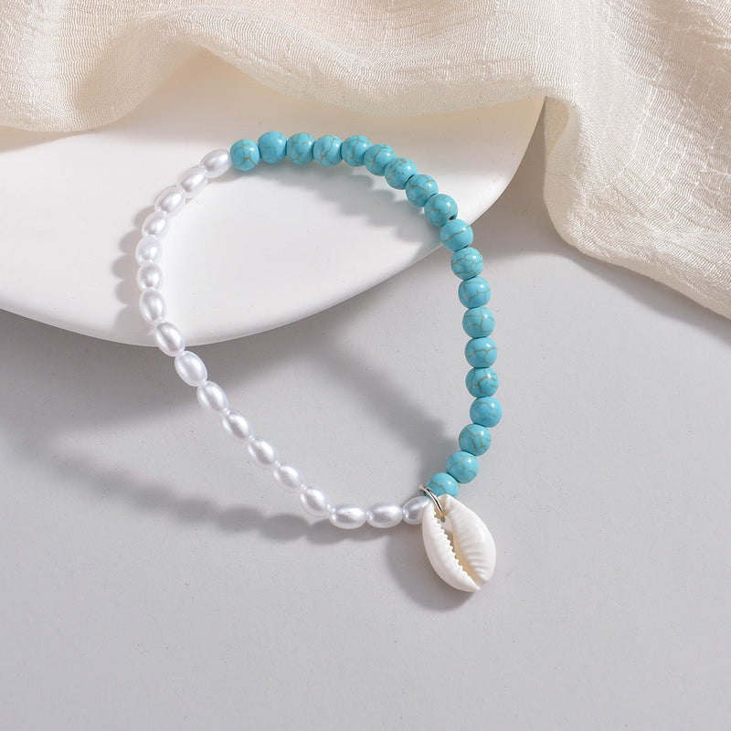 Multi-layer Anklet Pearl Round turquoise Bead Anklet Jewelry