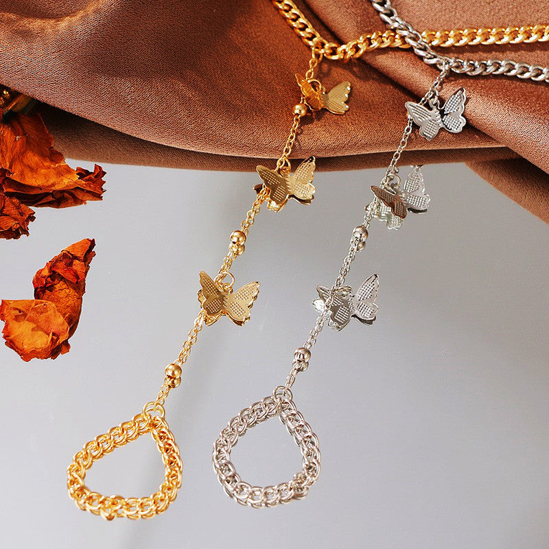 Women butterfly Finger Bracelet Jewelry