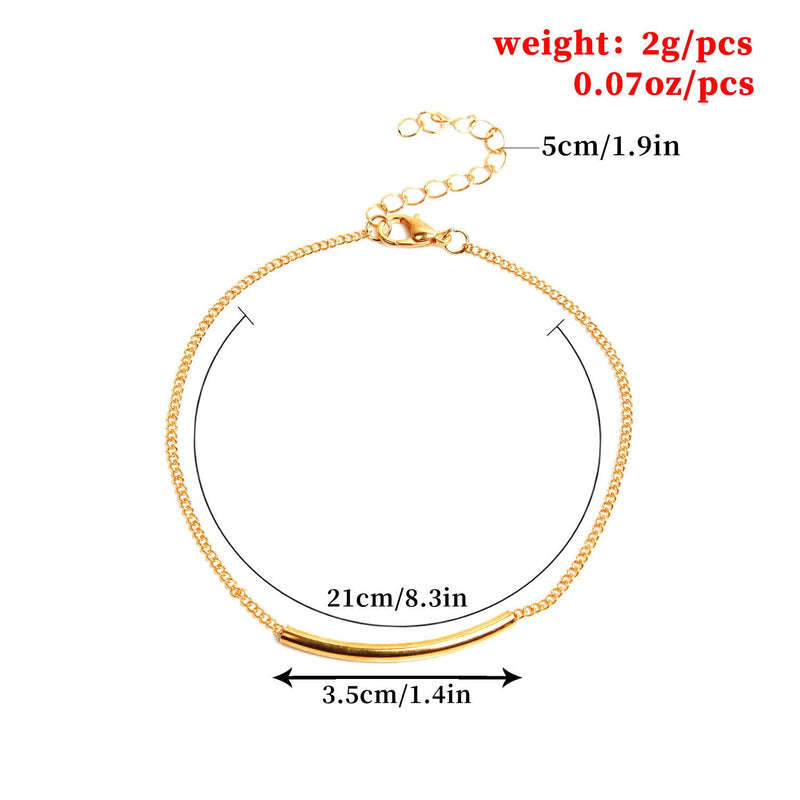 Women Square Tube Curved Bar Ankle Bracelets
