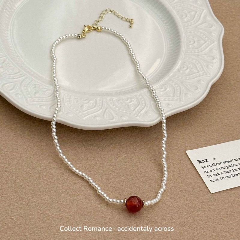 Pearl Necklace Agate Bead Pendant Necklace