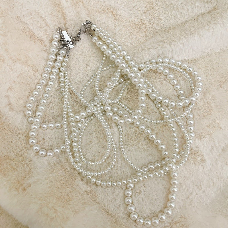 Pearl Beaded Necklace for Women Multi Long Strand Layered