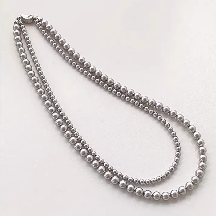 Layered Imitation Pearl Beaded Necklaces