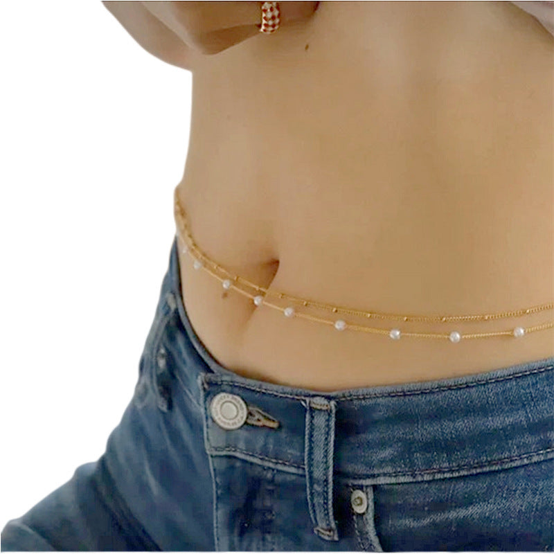 Pearl Butterfly Double Waist Chain Fashion Jewelry
