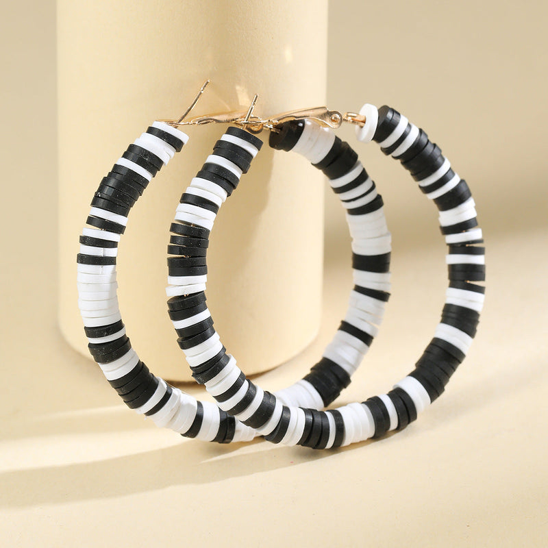 Bohemian Circle Hoop Polymer Clay Earrings