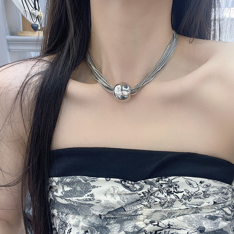 Exaggerated Metal Large Round Ball Beads Choker Necklace
