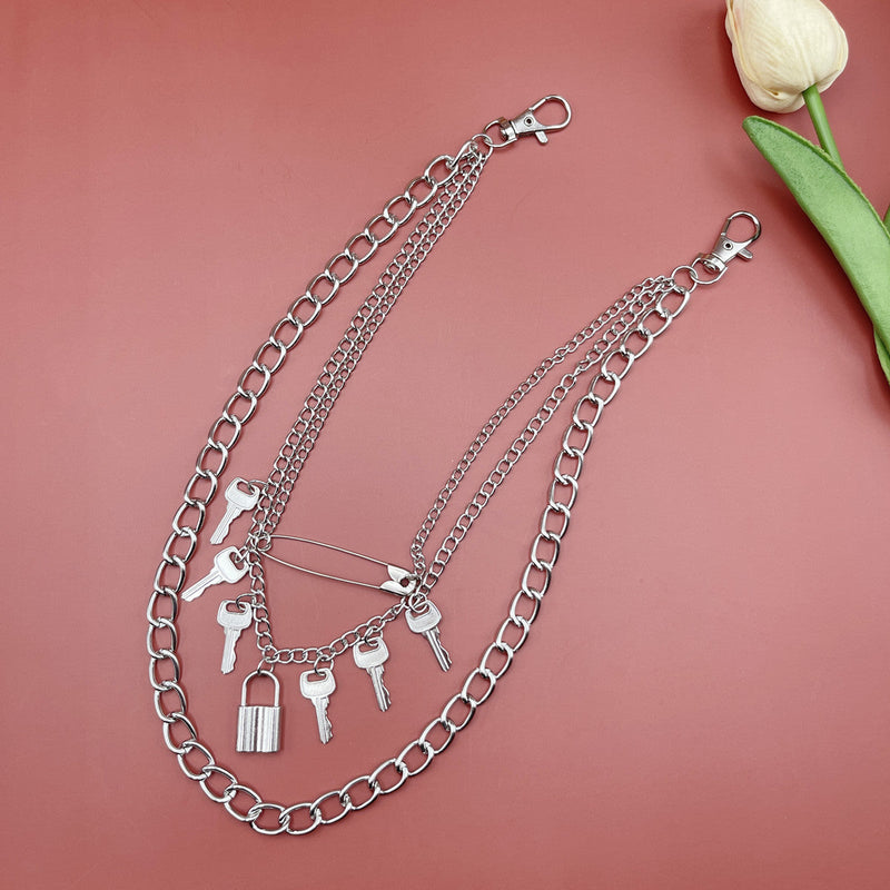 Vintage Metal Key Pendant Multi-layer Waist Chain