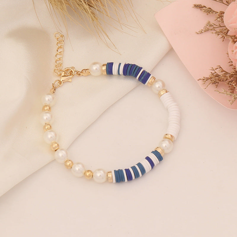 Fashion Multicolor Clay Beads Imitation Pearl Bracelet Set