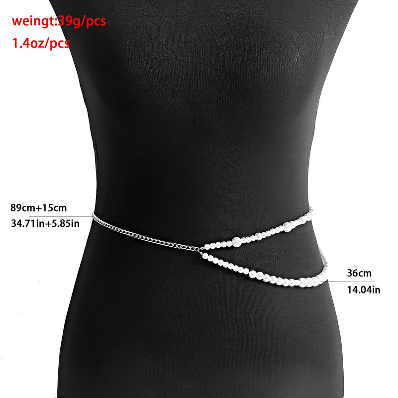 Pearl Beads Waist Chain Layered Belly Chains Rave Body Jewelry