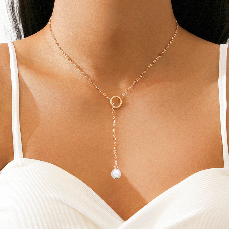 Chain Pearl Pendant Necklace