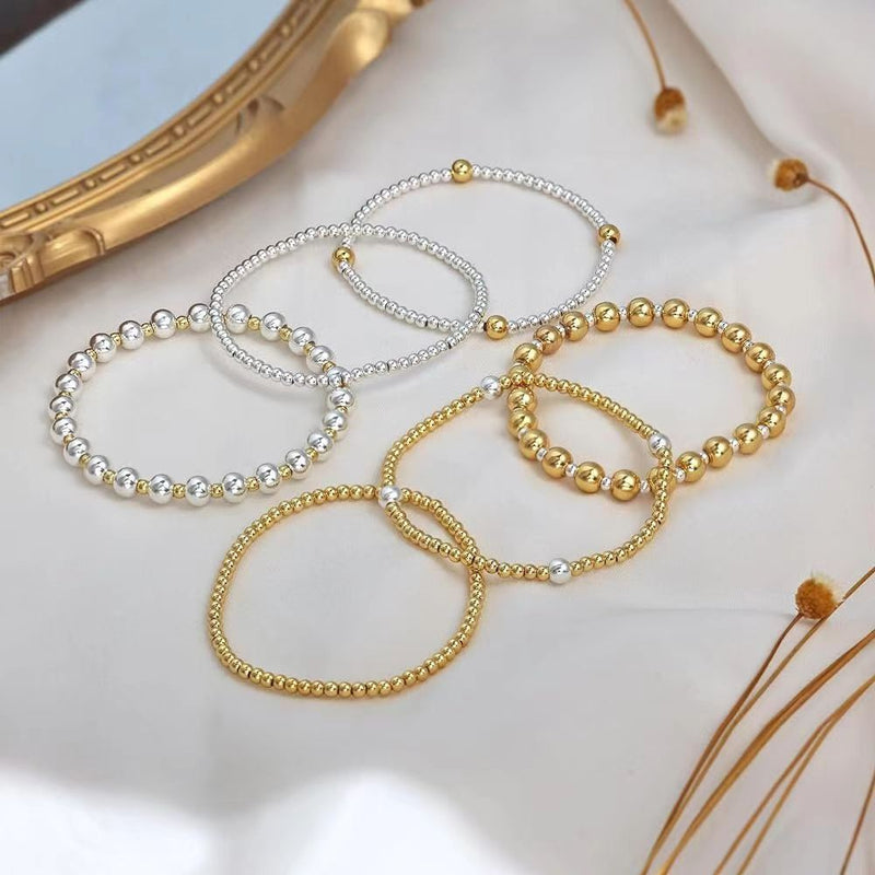 Metallic Bead Ethnic Style Handmade Beaded Bracelet Set