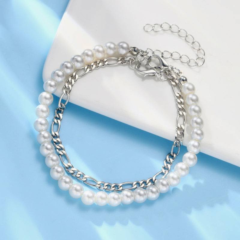 Round Imitation Pearl Chain bracelet