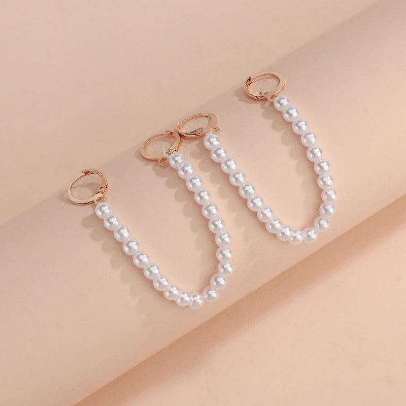 Vintage Large Round Bead Hoop Earrings