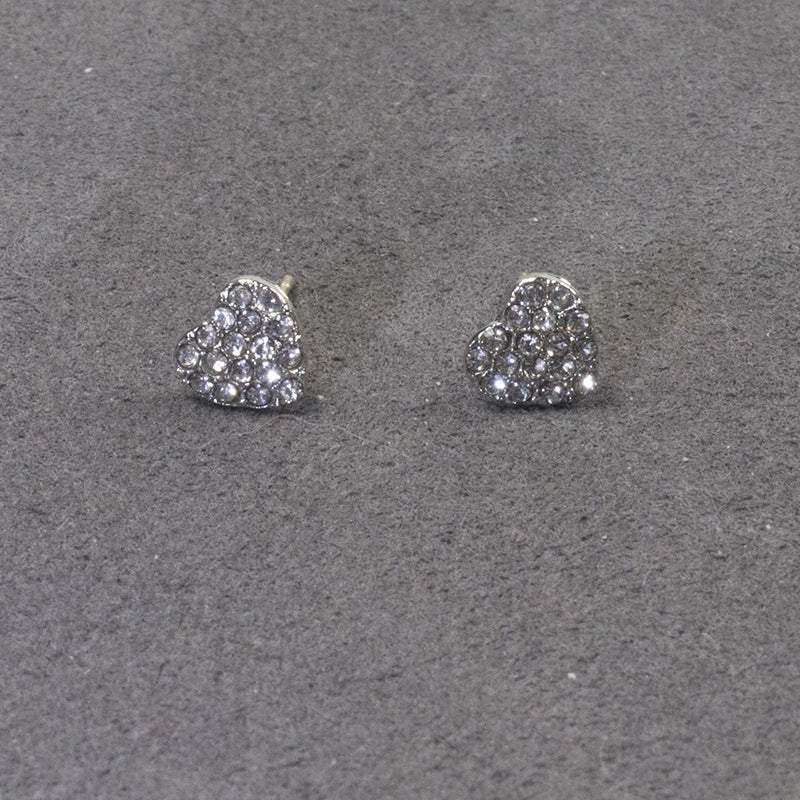 Metal Love Heart Rhinestone Earring