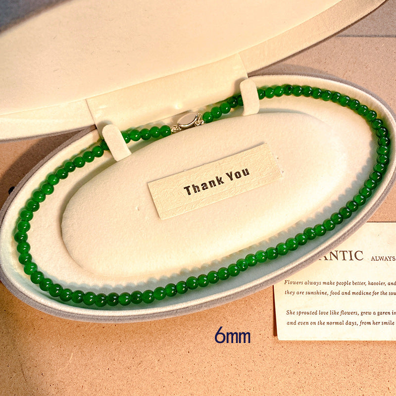 Handmade Green Glass Beads Choker Necklace