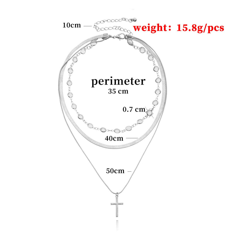 Cross Pendant Snake Bone Chain Necklace for Women