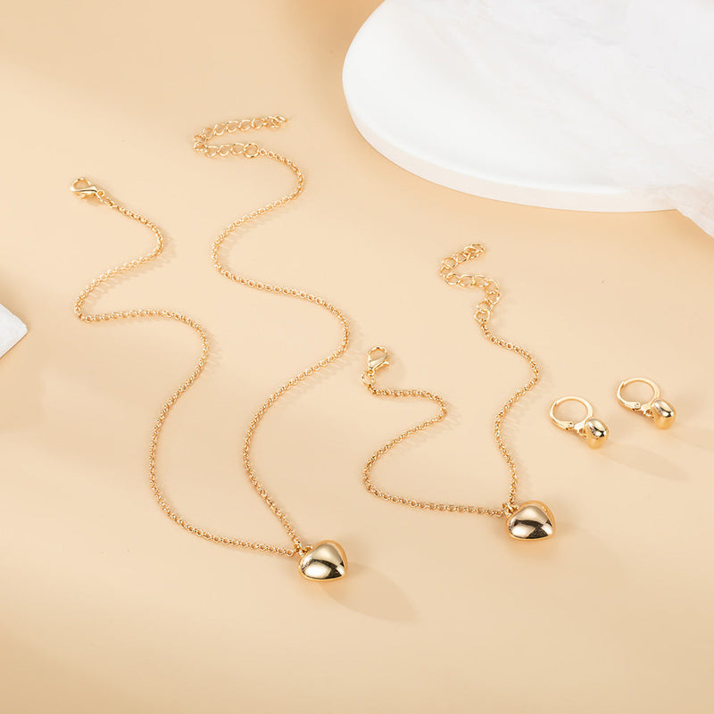 Heart Earrings Necklaces Jewelry Set