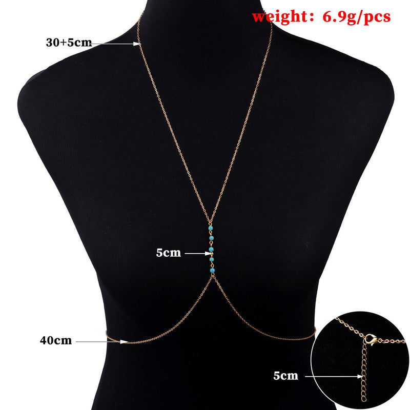 Sexy Turquoise Chest Sexy Body Chain for Woman