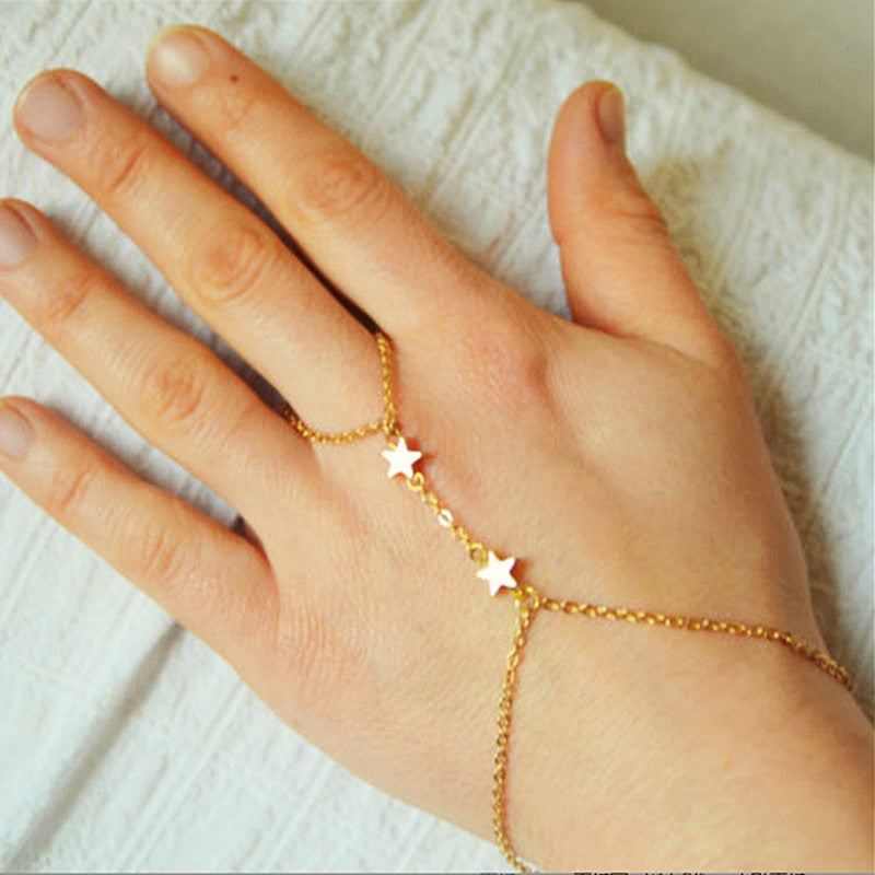 Star Charm Slave Bracelet With Ring