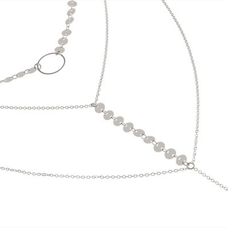Multi Layered Chain Round Disc Choker Necklace