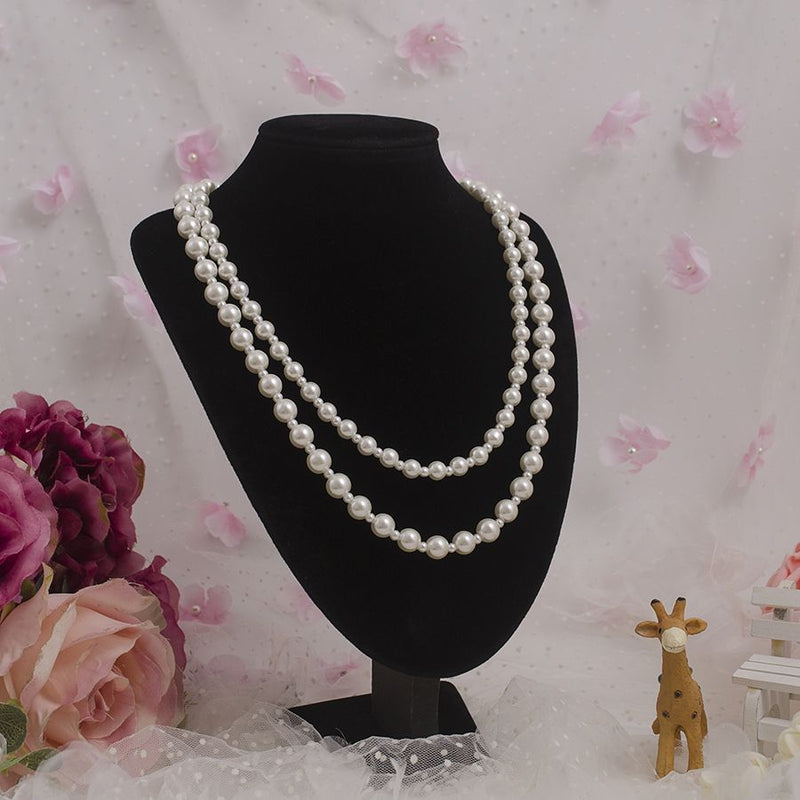 Double Layer Ivory Pearl Chain Necklace Wedding Jewelry