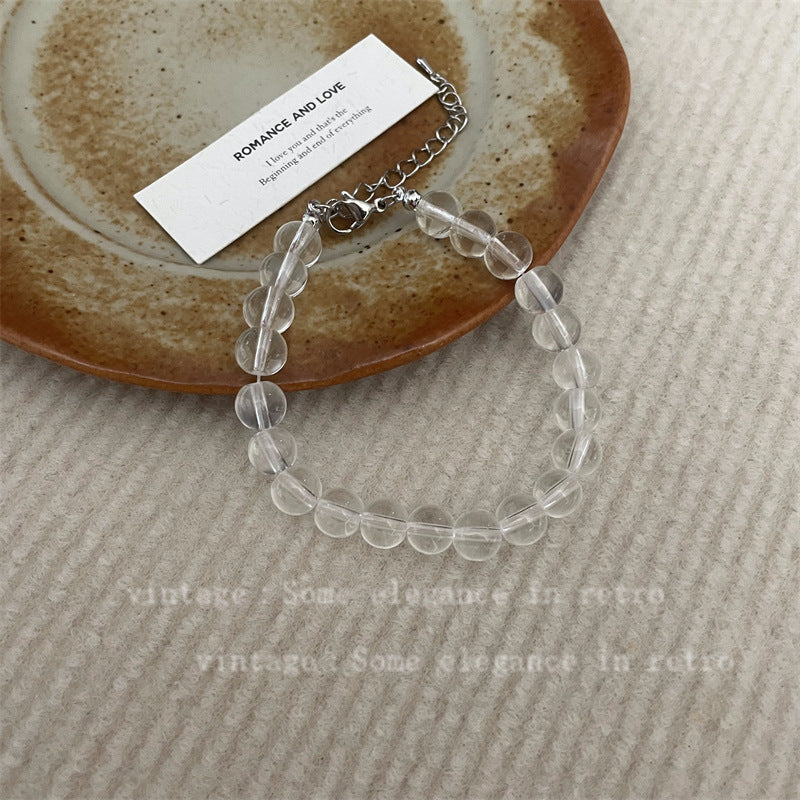 Round Clear Pearl Beads Strand Necklace