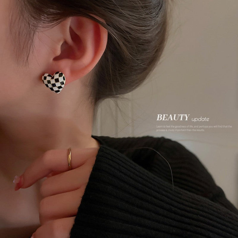 Geometric Love Heart Stud Earrings