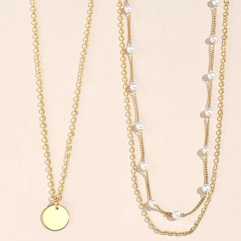Multi Layer Pearl Chain Necklace