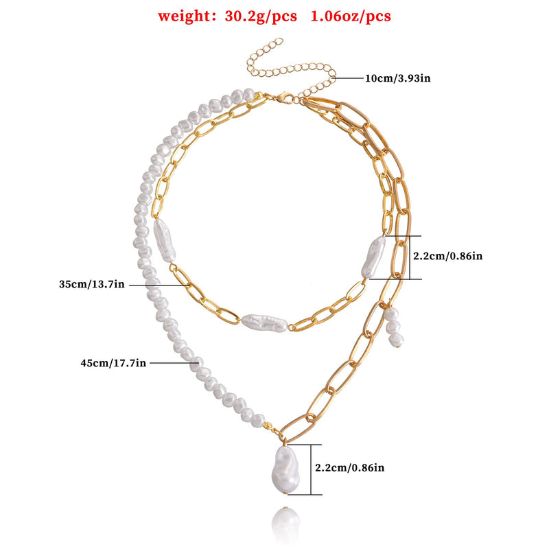 Irregular Imitation Pearl Two Layered Necklaces