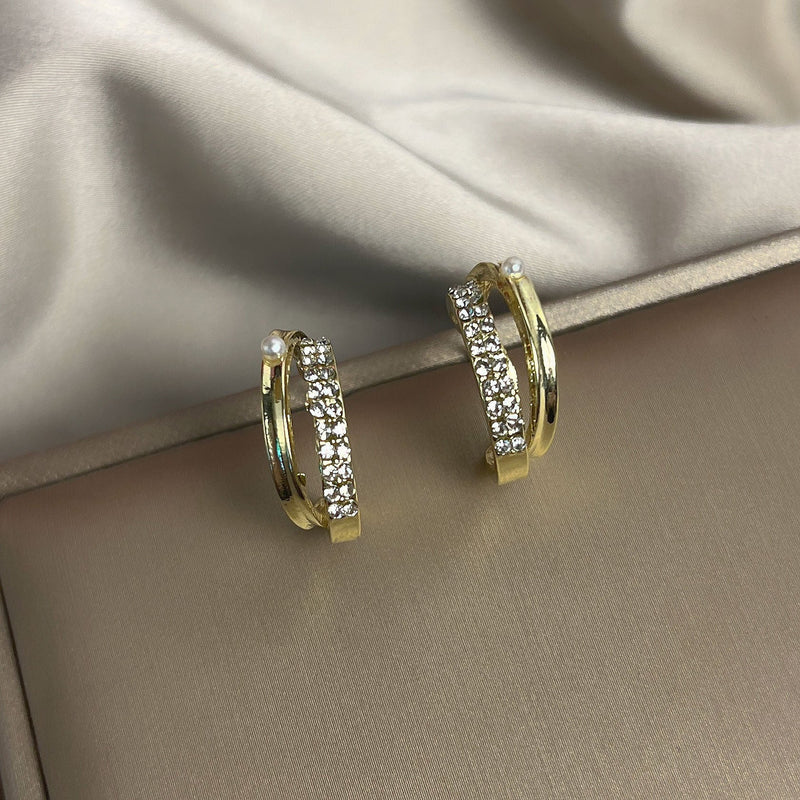 Double Hollow Rhinestone Earrings