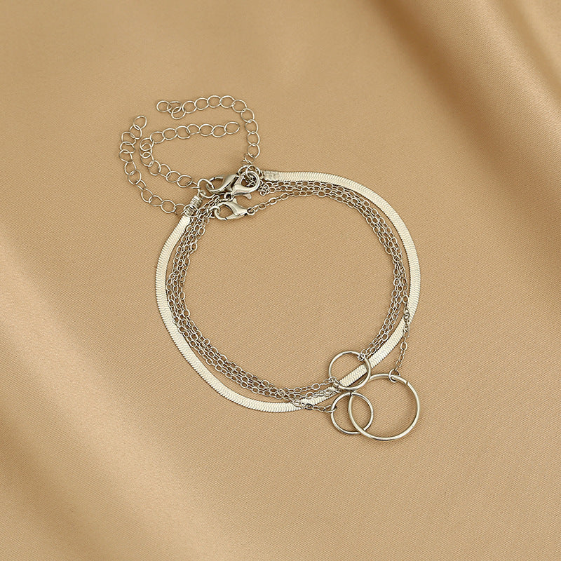Geometric Double Circle Foot Bracelet