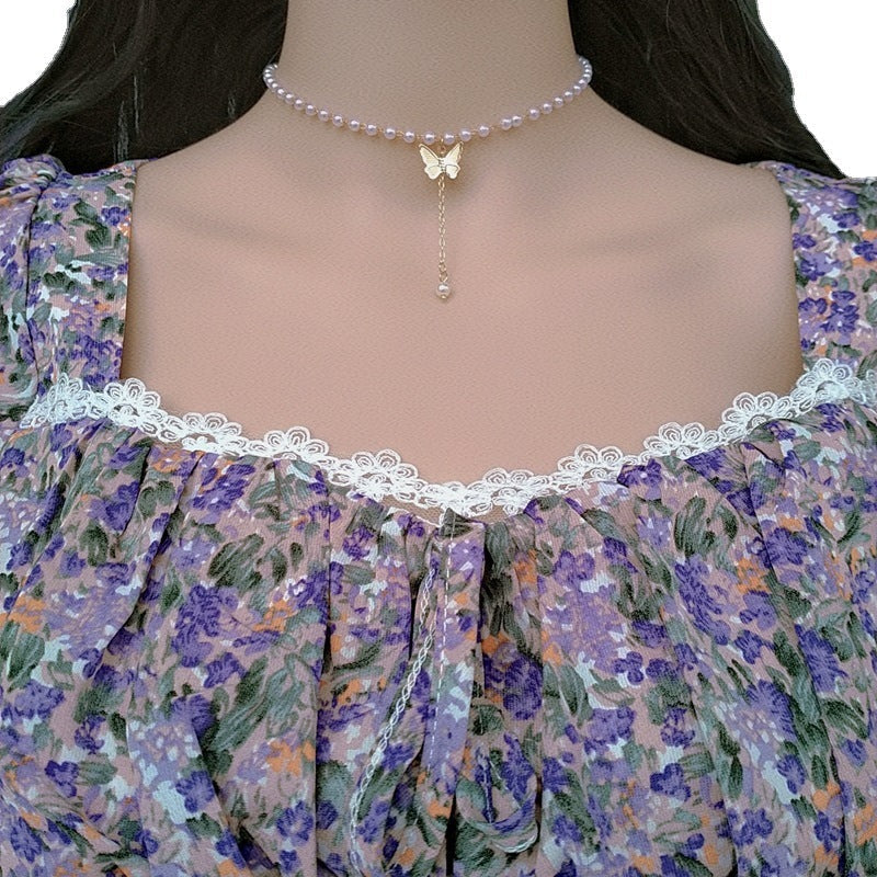 Pearl Butterfly Necklace for Women