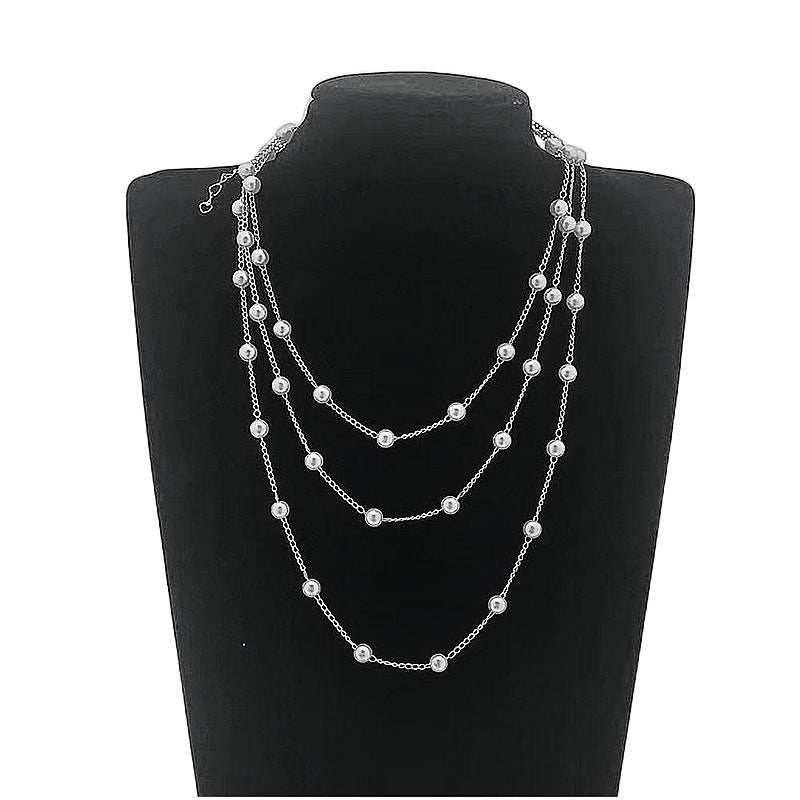 Beaded Collar Chain Retro Pearl Multi Layer Necklace