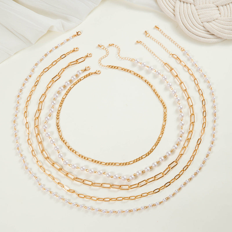 Layer Pearl Necklace Long Chain Necklace