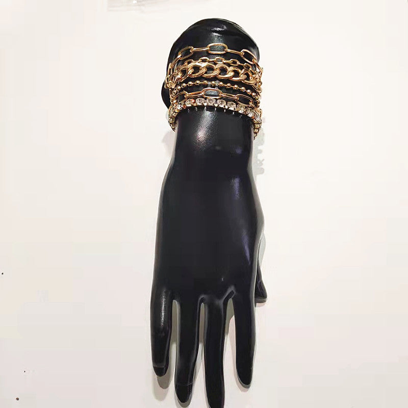 Multi-Layer Strips Rhinestone Chain Bracelet Sets