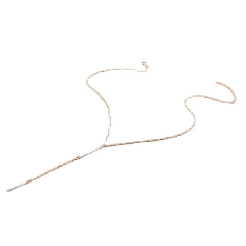 Square Bar Bead Tassel Pendant Necklace