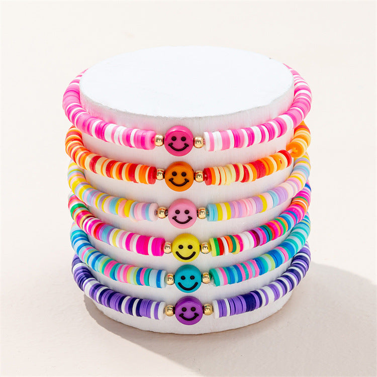 Colorful Smile Polymer Clay Beach Bohemian Bracelets