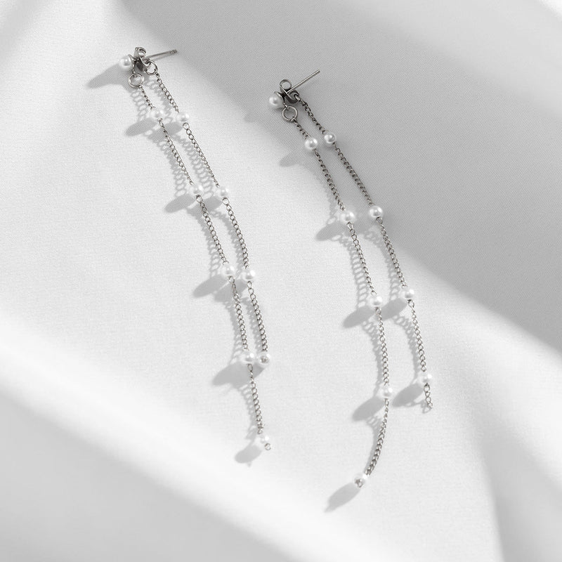 Long Pearl Tassel Earrings