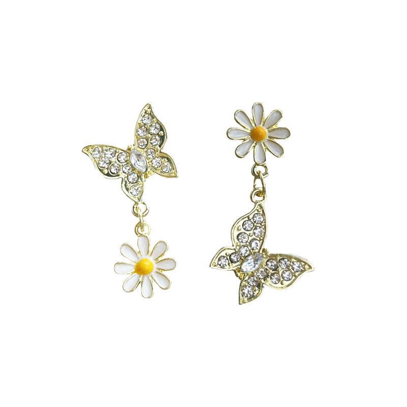 Flower Rhinestone Butterfly Stud Earring