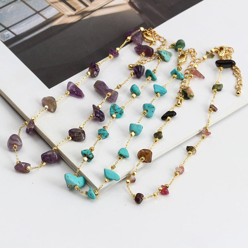 Bohemian Simple Colorful Gravel Bead Anklet Chain