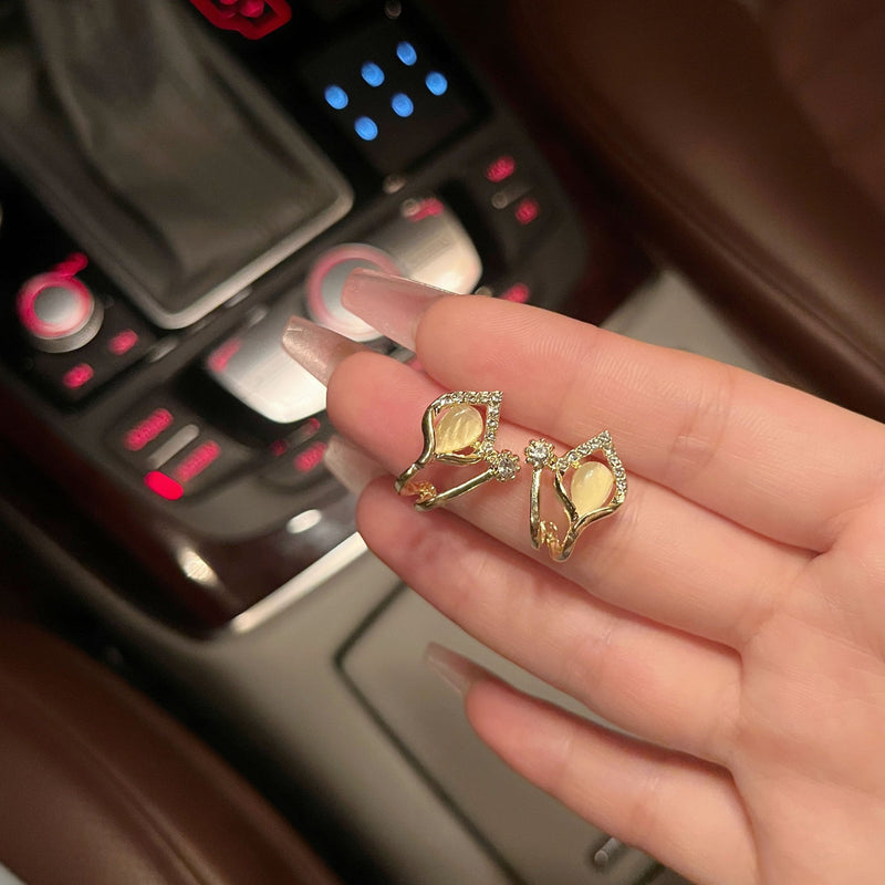 Geometric Opal Stud Earrings