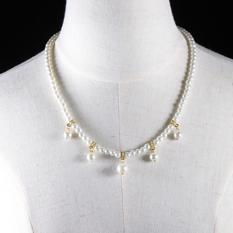 Elegant Round Pearl Drop Pendant Necklace