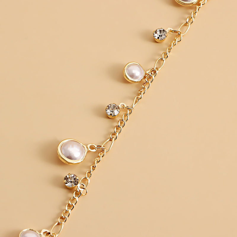 Pearl Tassel Rhinestone Waist Chain