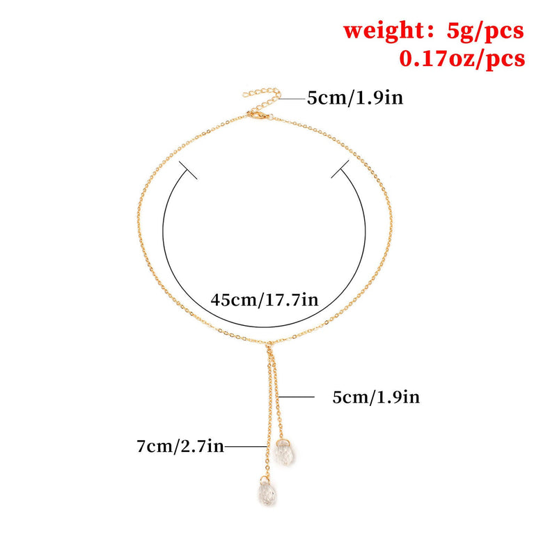 Long Sweater Crystal Fashion Necklace