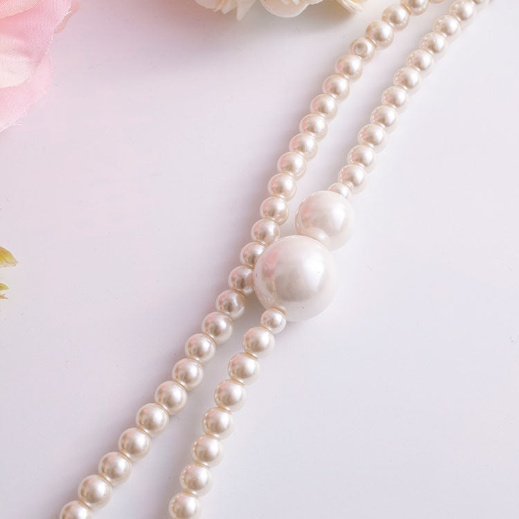Courtly Ladies White Imitation Pearl Necklace Long Necklace